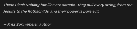Fritz Springmeier quote about the Black Nobility