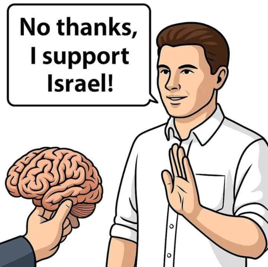 meme about supporters of Israel not needing brains