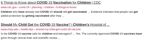 search results for the question, should children be vaccinated for covid