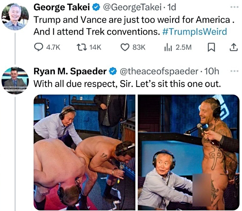 George Takei touching men