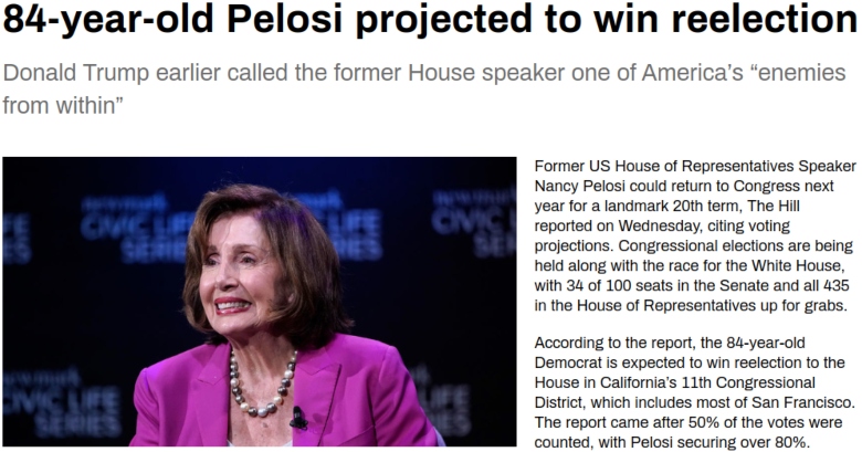 Nancy Pelosi reelected at 84 years old