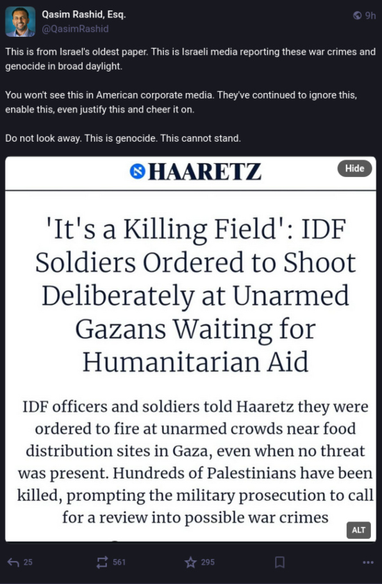image of Haaretz article IDF atrocities