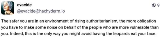 Evacide post about authoritarianism