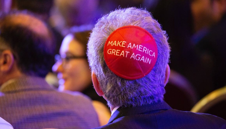 man wearing MAGA kippah at Republican national convention