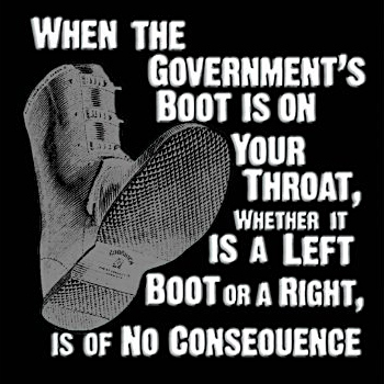 meme about left and right government boot being on your throat
