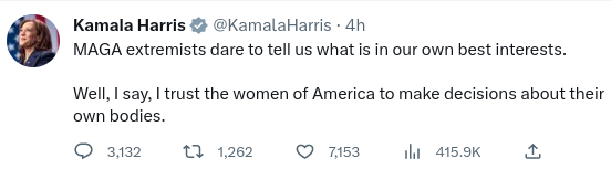 Kamala Harris tweet about abortion