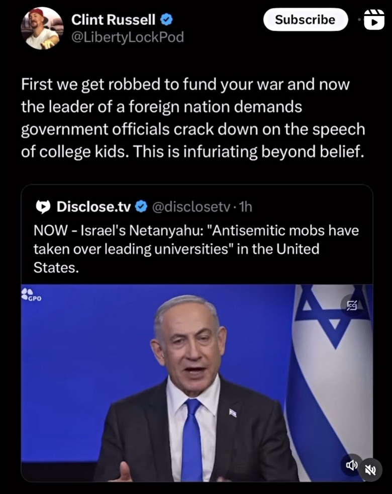 Netanyahu statement about US protests