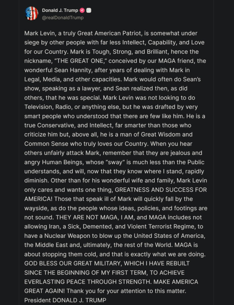 Trump's unhinged post on Truth Social