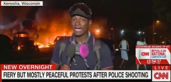 CNN screenshot of mostly peaceful protest