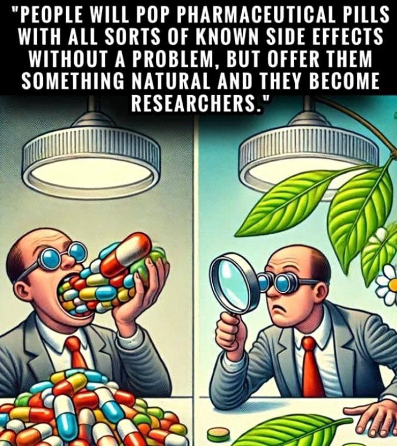 meme about people taking pharma drugs instead of natural cures