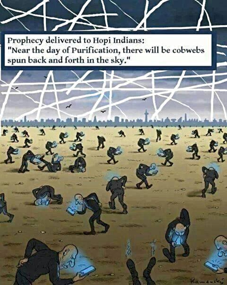 Meme about Hopi indians and their prophecy of chemtrails