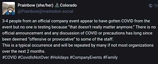 social media post about covid