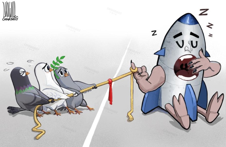 China Daily cartoon Israel avoiding peace