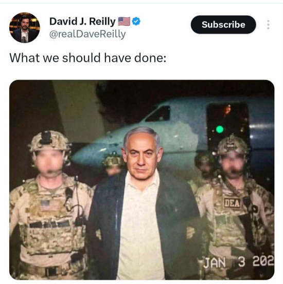social media meme about arresting Netanyahu instead of Maduro