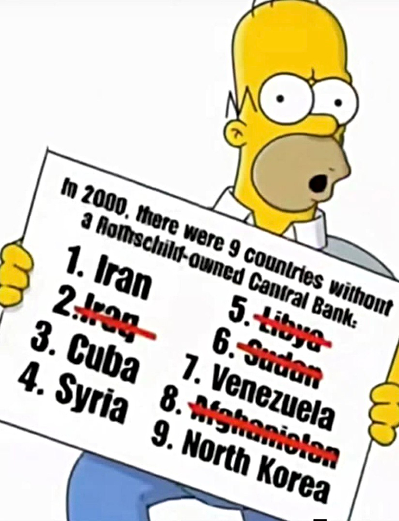 meme with Homer Simpson talking about Rothschild banks